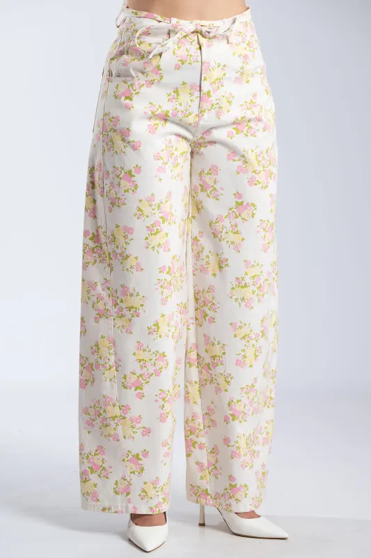 Tζιν Παντέλονι Floral Relaxed Straight