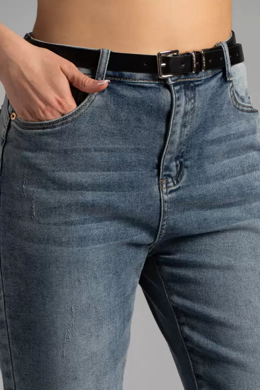 Jeans Push Up High Waist Belt