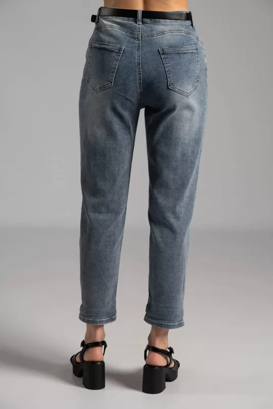 Jeans Push Up High Waist Belt