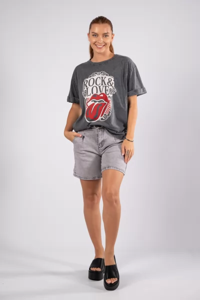 Τζιν Shorts Ξεπλυμένο Γκρι