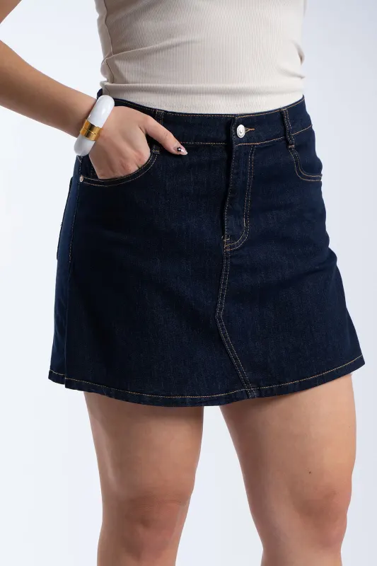 Τζιν Skorts Μονόχρωμο