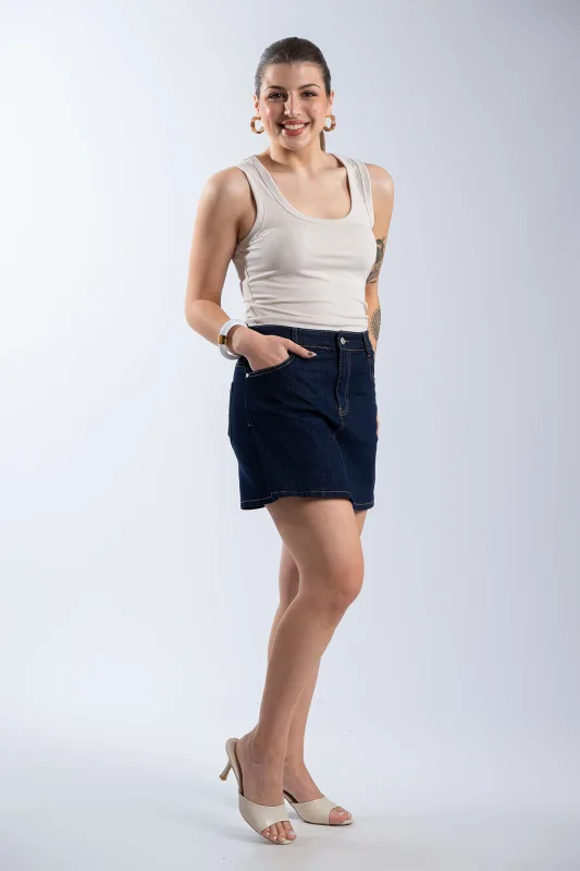 Τζιν Skorts Μονόχρωμο