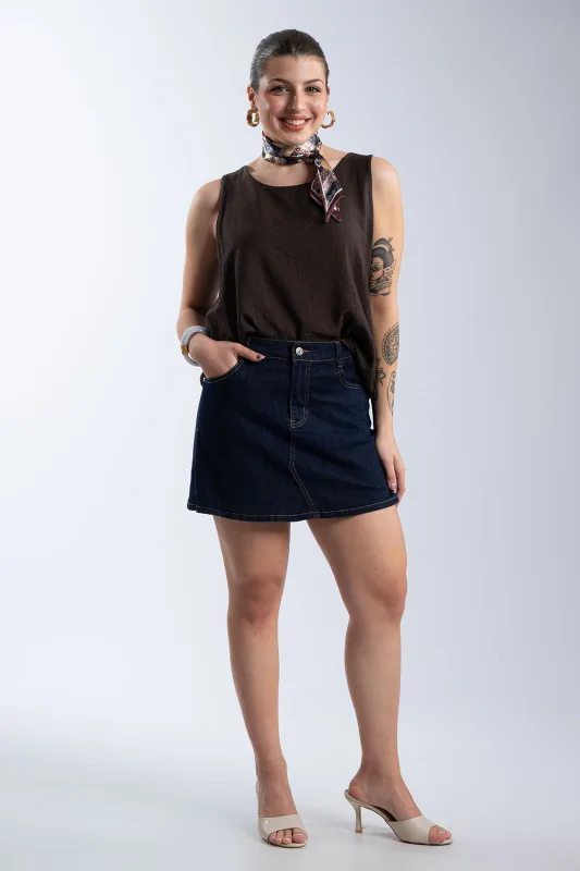 Τζιν Skorts Μονόχρωμο