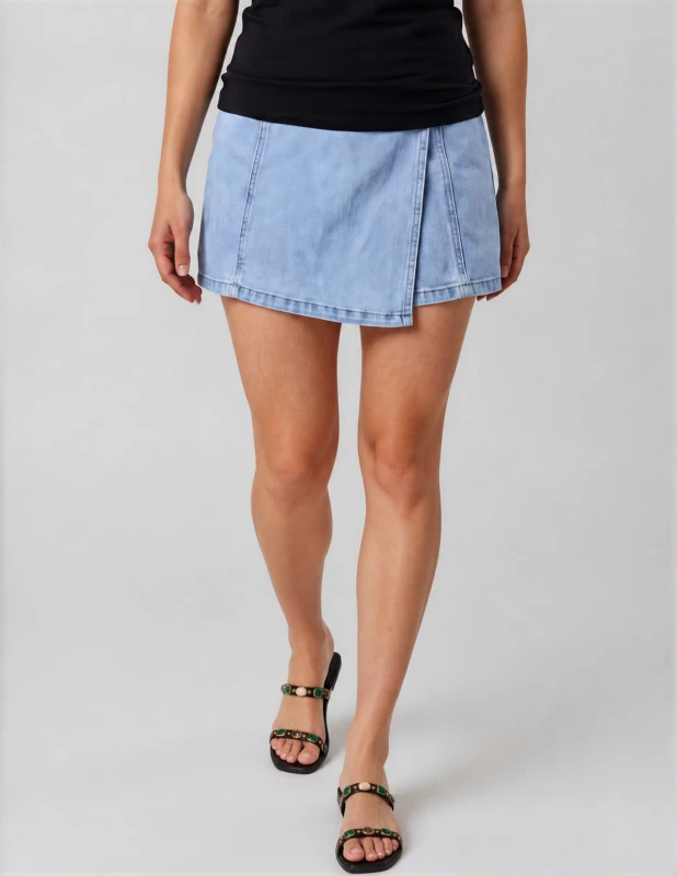 Denim Skorts Side Zipper