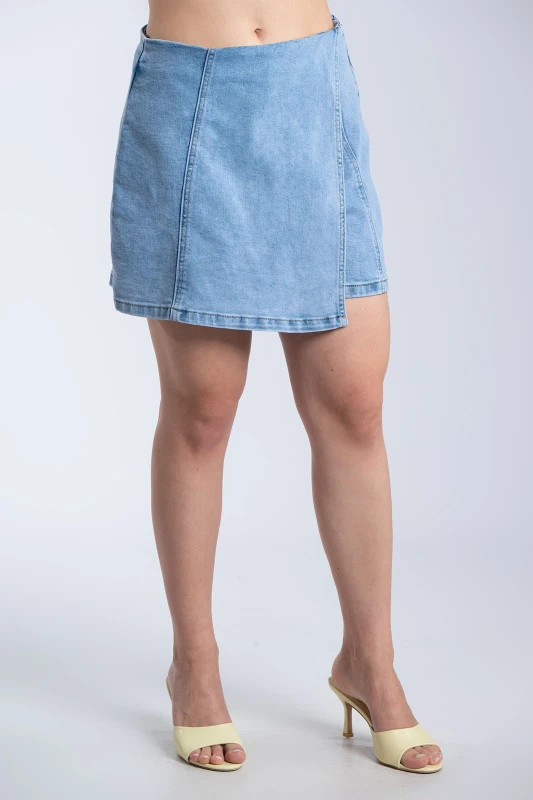 Τζιν Skorts Πλαϊνό Φερμουάρ