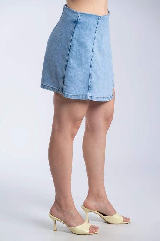 Τζιν Skorts Πλαϊνό Φερμουάρ
