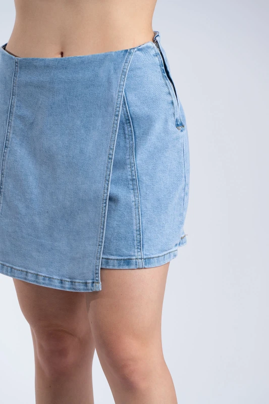 Τζιν Skorts Πλαϊνό Φερμουάρ