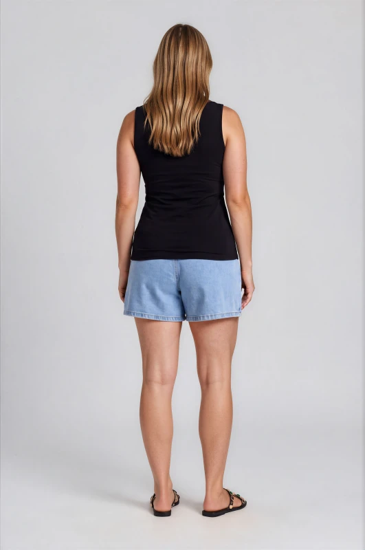 Denim Skorts Side Zipper