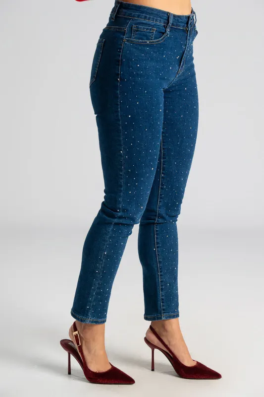 Τζιν Slim Fit Στρας