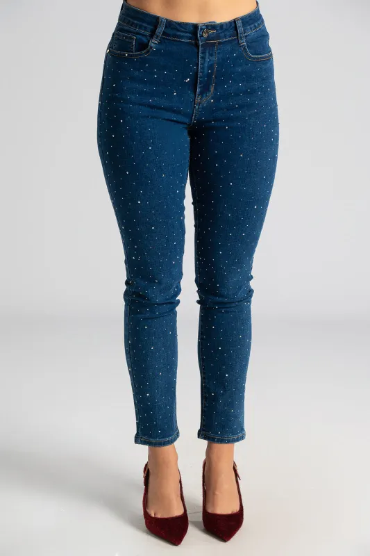 Τζιν Slim Fit Στρας