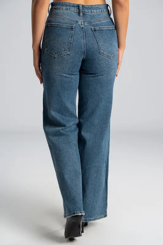 Jeans Straight Leg Strass 