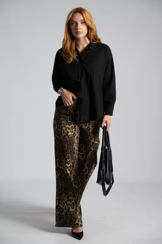 Jeans Wide-Leg Leopard Print