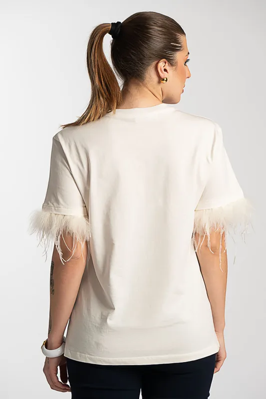 Cotton Blouse Feather Detail