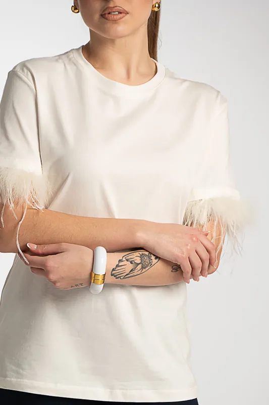 Cotton Blouse Feather Detail