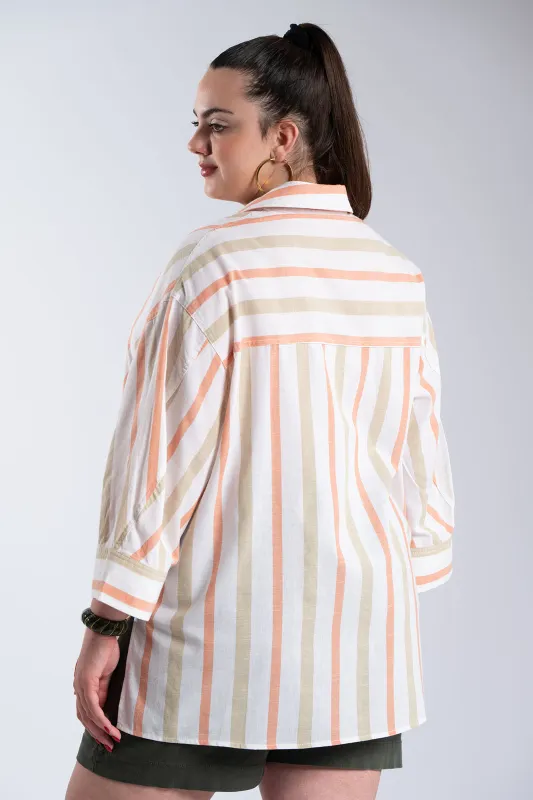 Βαμβακερή Ριγέ Tunic Γιακάς