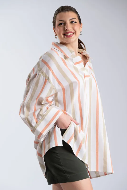 Βαμβακερή Ριγέ Tunic Γιακάς