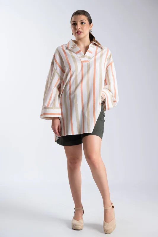 Βαμβακερή Ριγέ Tunic Γιακάς