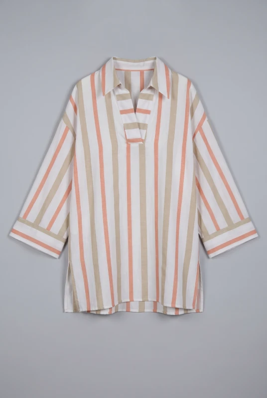 Βαμβακερή Ριγέ Tunic Γιακάς