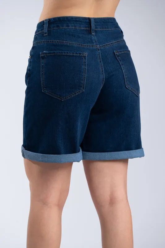 Βερμουδα Denim Με Διακοσμητικό Φουλάρι