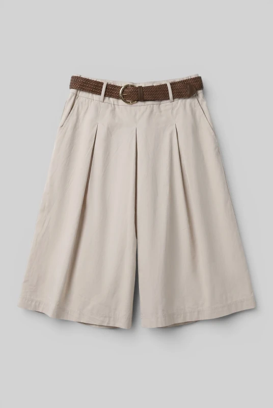 Bermuda Shorts Subtle Pleats Waistband 