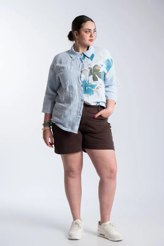 Βερμούδα Βαμβακερή Μονόχρωμη Ζώνη