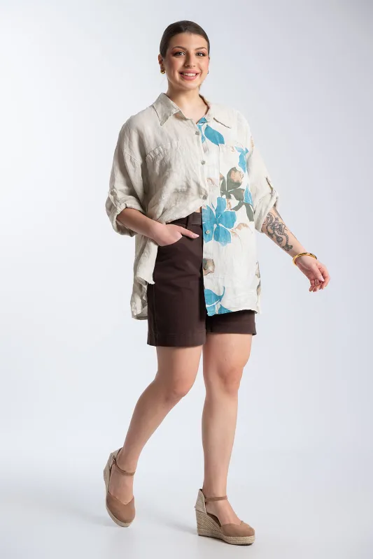 Βερμούδα Βαμβακερή Μονόχρωμη Ζώνη