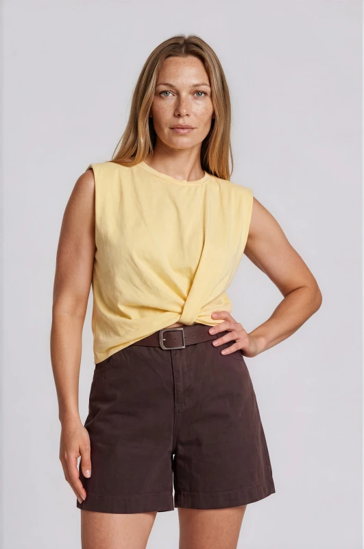 Βερμούδα Βαμβακερή Μονόχρωμη Ζώνη