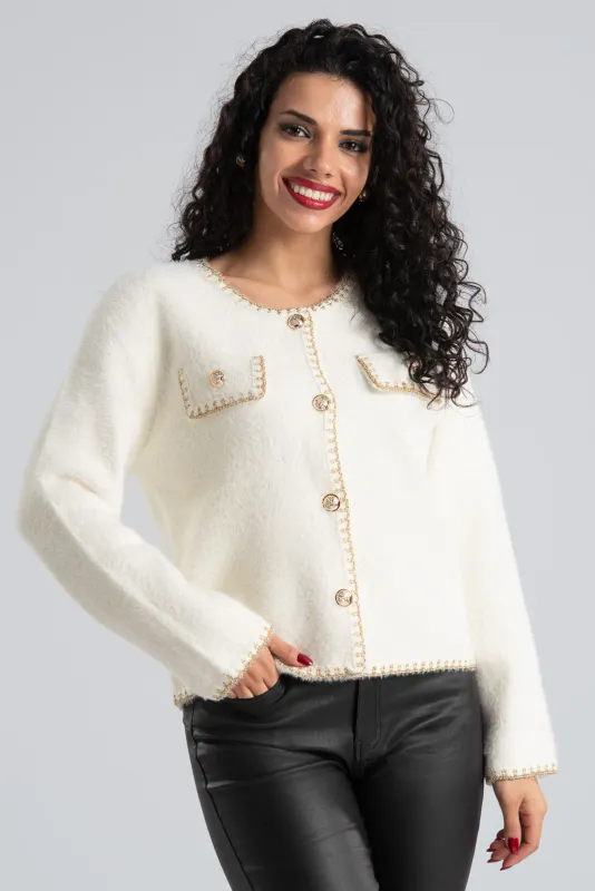 Cardigan Fluffy Metallic Detail