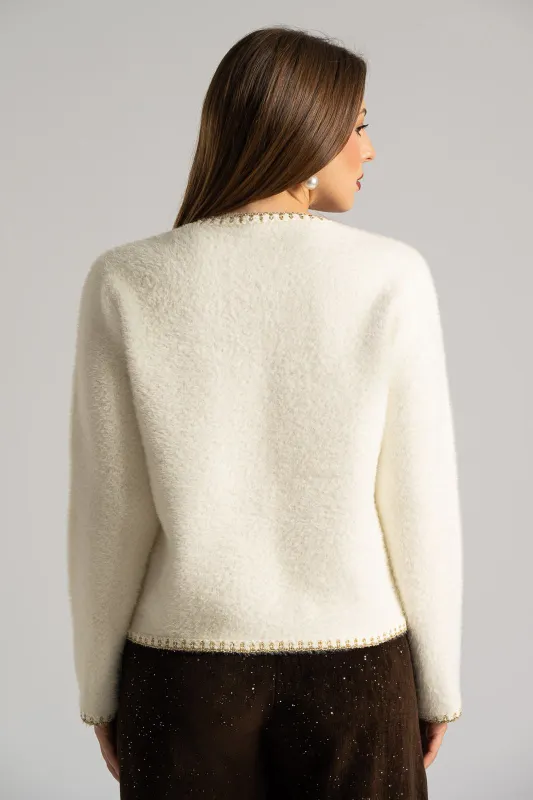 Cardigan Fluffy Metallic Detail