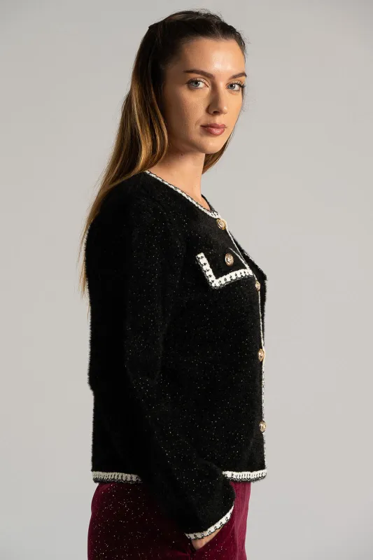 Cardigan Fluffy Metallic Detail