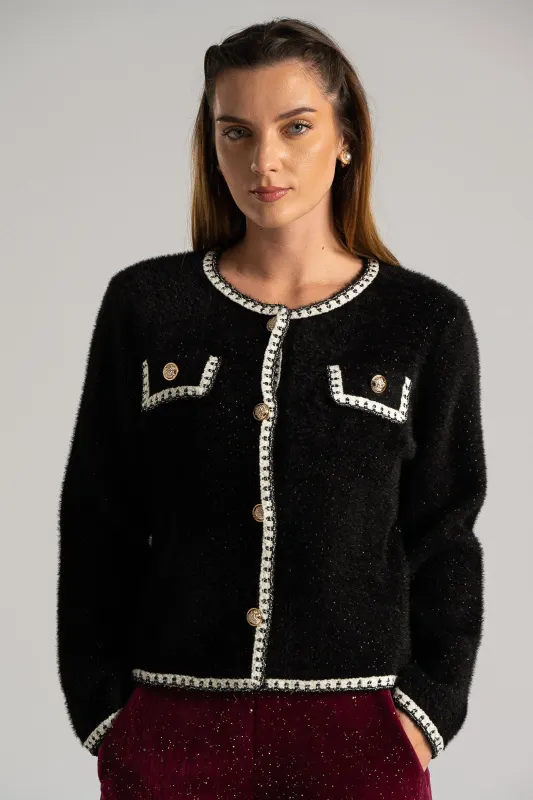 Cardigan Fluffy Metallic Detail