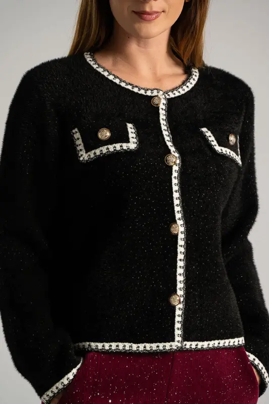Cardigan Fluffy Metallic Detail