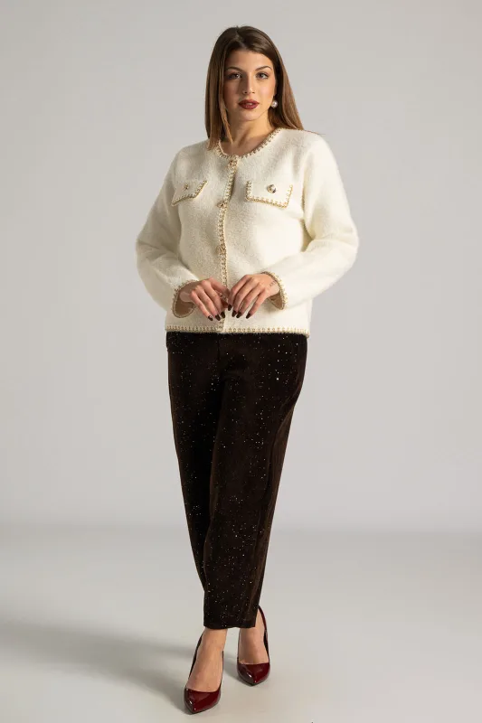 Cardigan Fluffy Metallic Detail