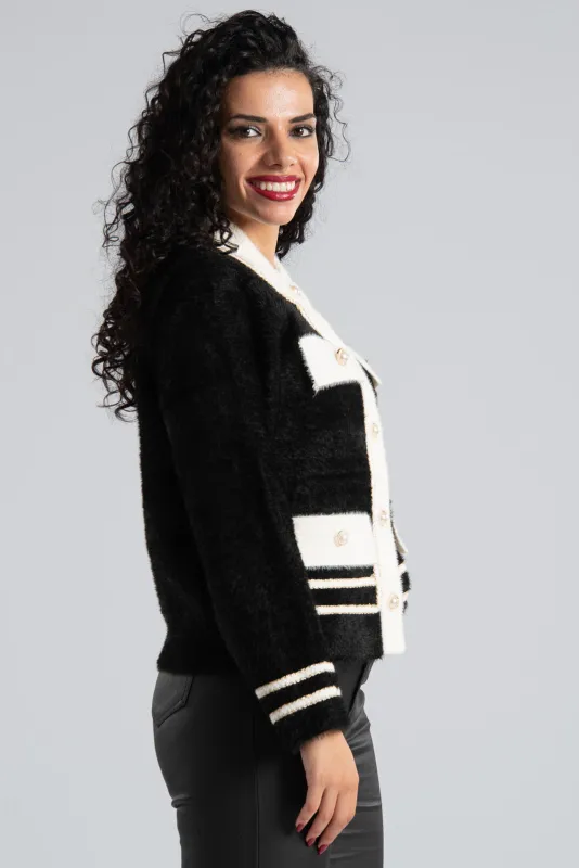 Ζακέτα Fluffy Μεταλλιζέ Λεπτομέρεια Πέρλα