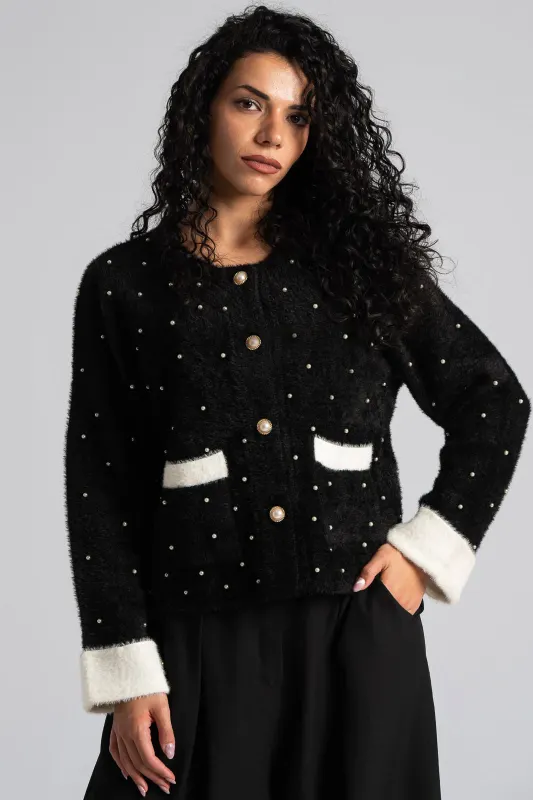 Ζακέτα Fluffy Πέρλες