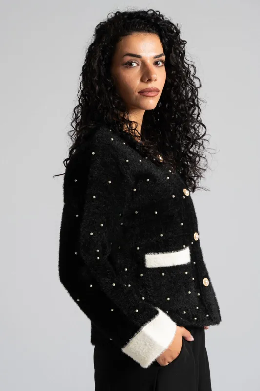 Ζακέτα Fluffy Πέρλες