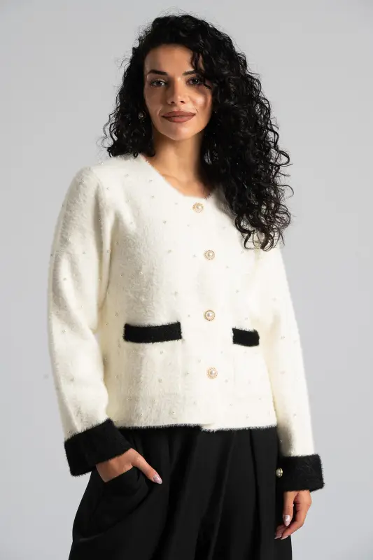 Ζακέτα Fluffy Πέρλες