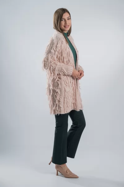 Ζακέτα Full Length Κρόσσια Baby Pink