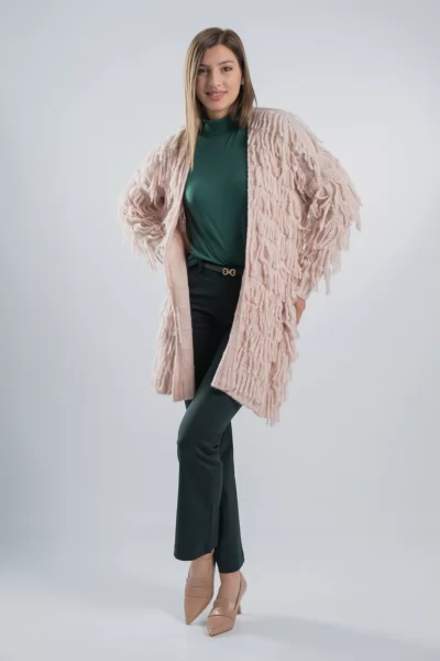 Ζακέτα Full Length Κρόσσια Baby Pink