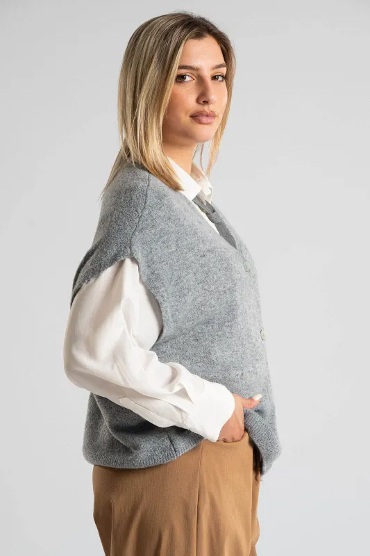 Cardigan Short Sleeves Solid Color