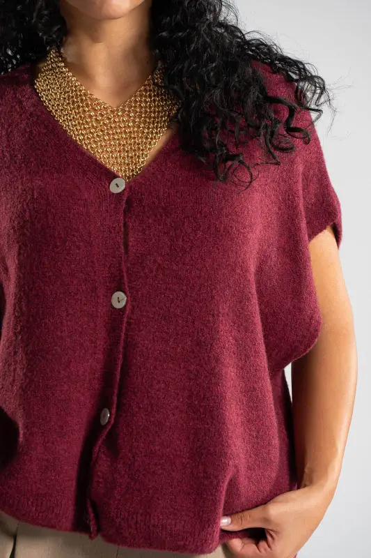 Cardigan Short Sleeves Solid Color