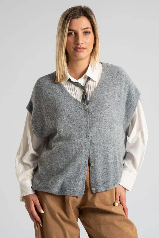 Cardigan Short Sleeves Solid Color