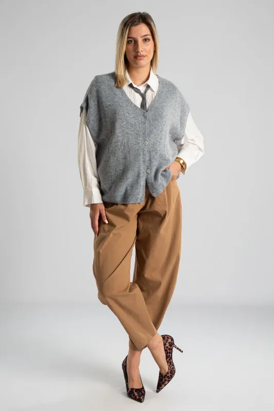 Cardigan Short Sleeves Solid Color