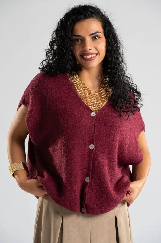 Cardigan Short Sleeves Solid Color