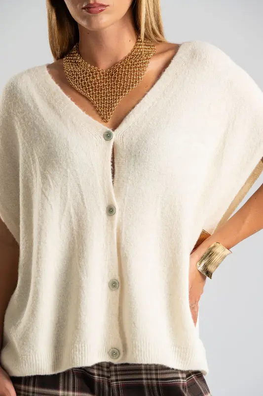 Cardigan Short Sleeves Solid Color