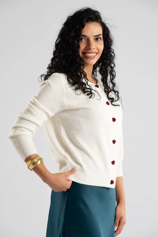 Cardigan Velvet Hearts Button 