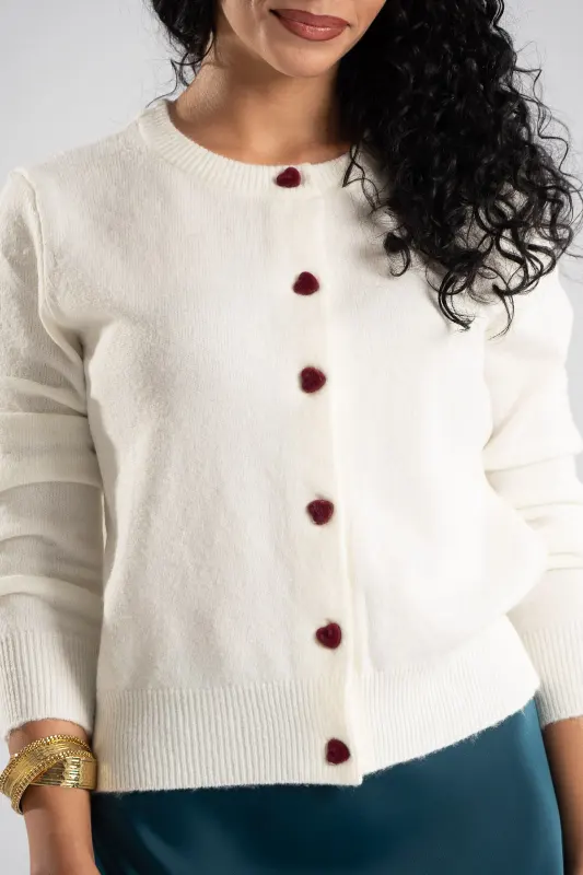 Cardigan Velvet Hearts Button 