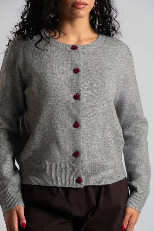 Cardigan Velvet Hearts Button 