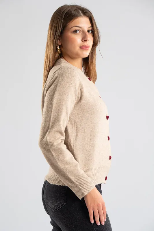 Cardigan Velvet Hearts Button 