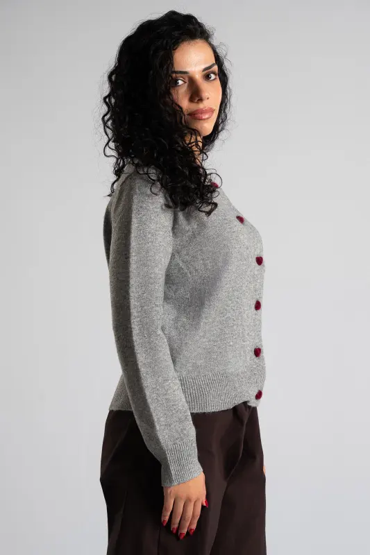 Cardigan Velvet Hearts Button 
